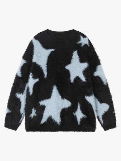 Fun Star Jacquard Sweater Crew Neck Sweater