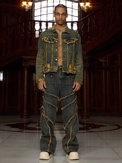 Raw Edge Distressed Denim Jacket
