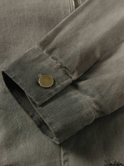 Distressed Irregular Zip Up Denim Jacket