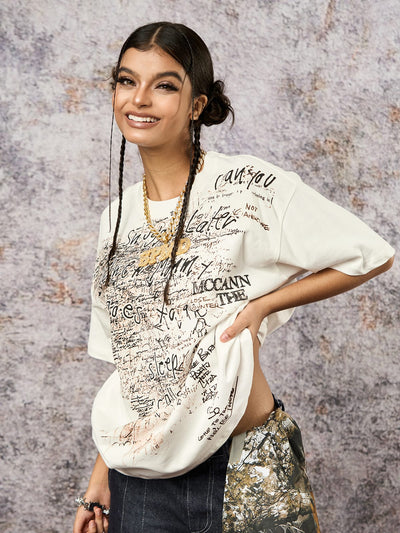 Graffiti Letter Print Oversized T-Shirt - 2417