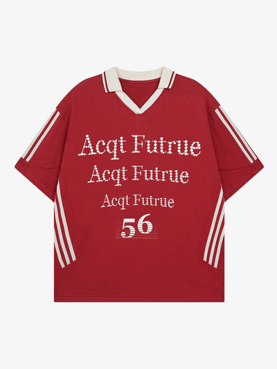 Letter Print Short Sleeve POLO T-Shirt
