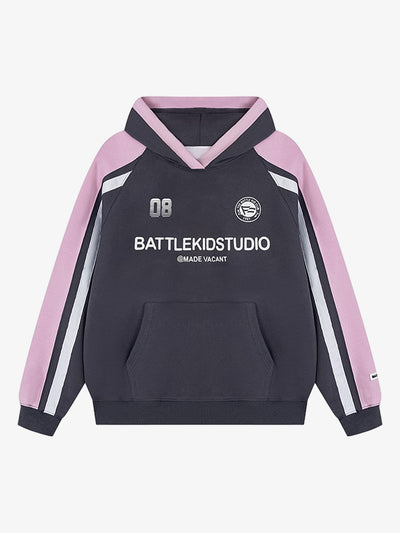 Retro Contrast Color Letter Print Hoodie