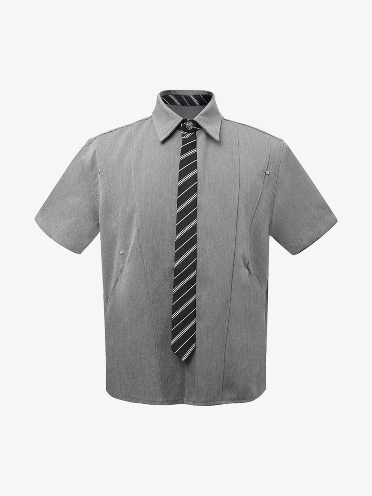 Deconstructed Patchwork Tie Short-sleeved Shirt