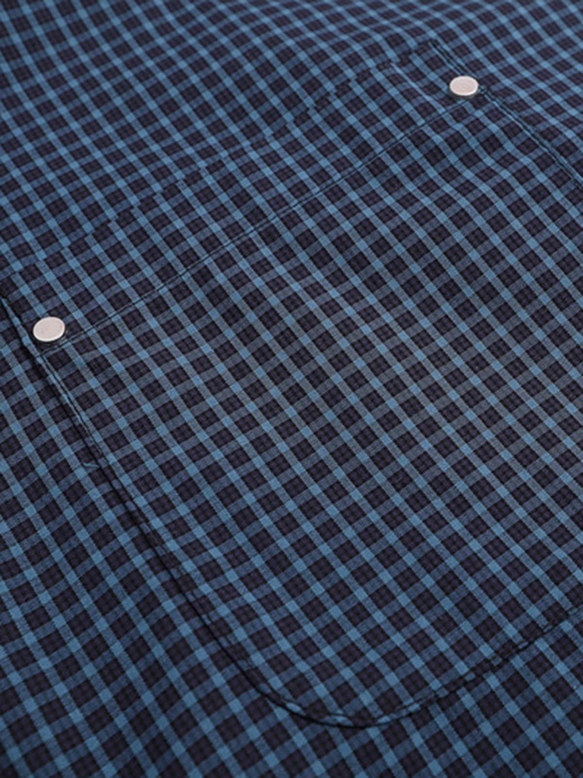 Tie Contrast Stitching Casual Plaid Shirt