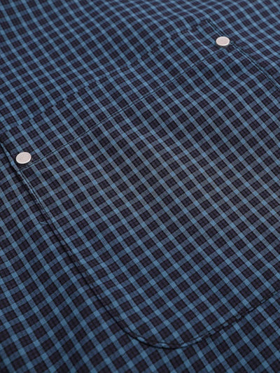 Tie Contrast Stitching Casual Plaid Shirt