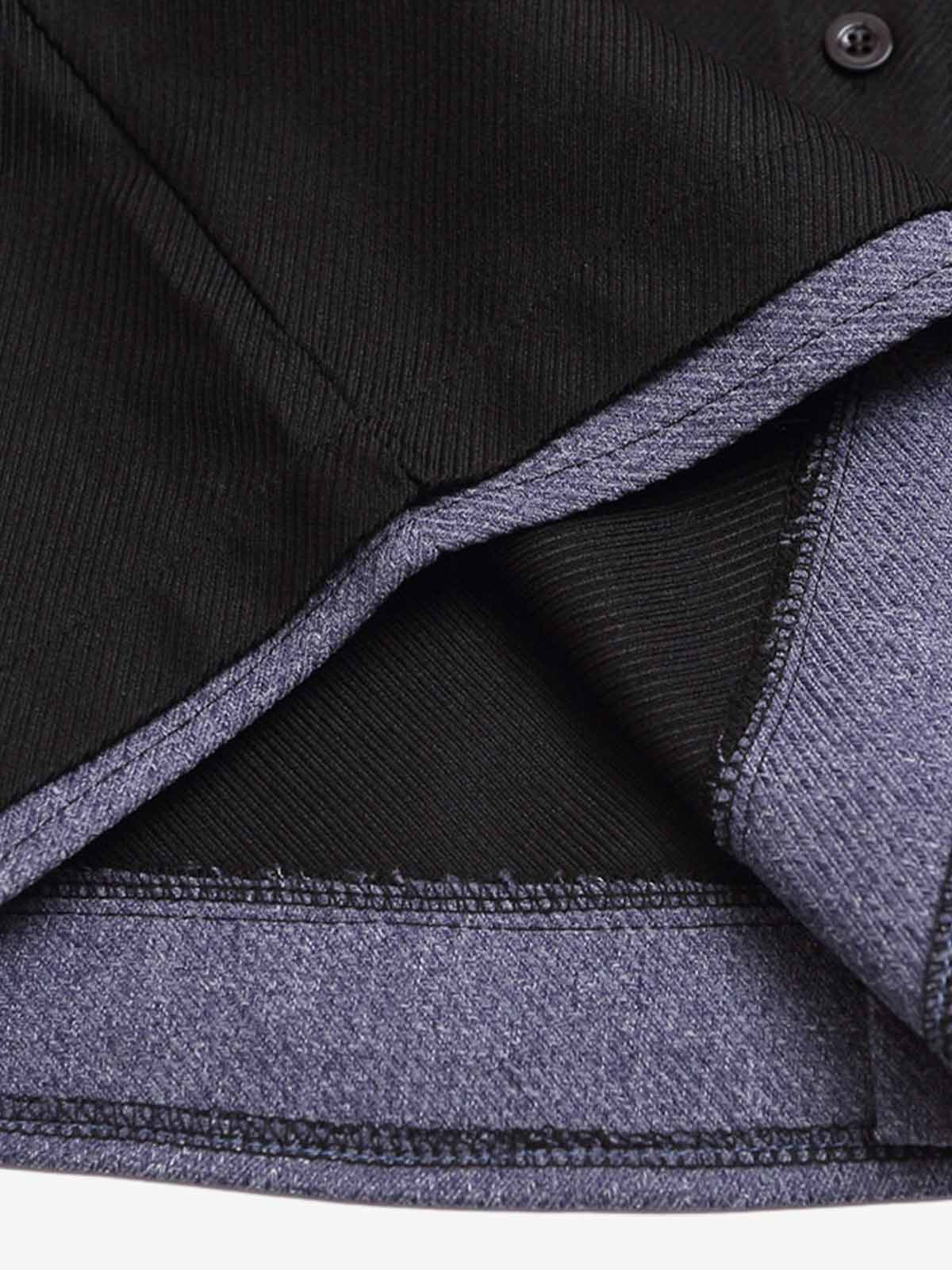 Fake Two-piece Stitching Lapel Pearl Button Shirt