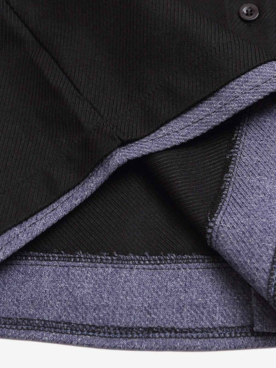 Fake Two-piece Stitching Lapel Pearl Button Shirt