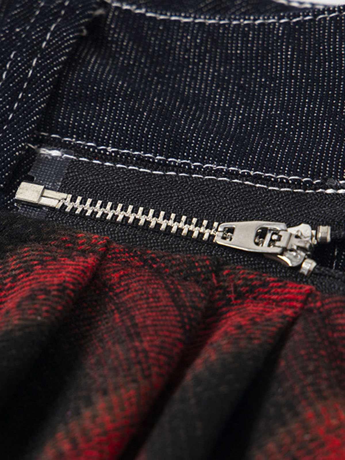 Retro Summer Plaid Stitching Jort