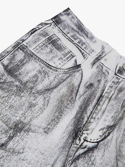 Wasteland Style Niche Design Dirty White Loose Jeans - 2114