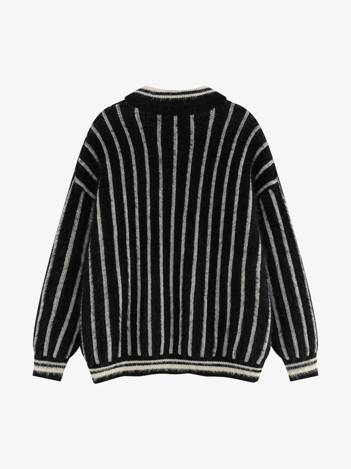 Vertical Striped Lapel Pullover Sweater
