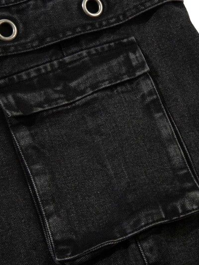 Grommet Design Multi-Pocket Cargo Jeans