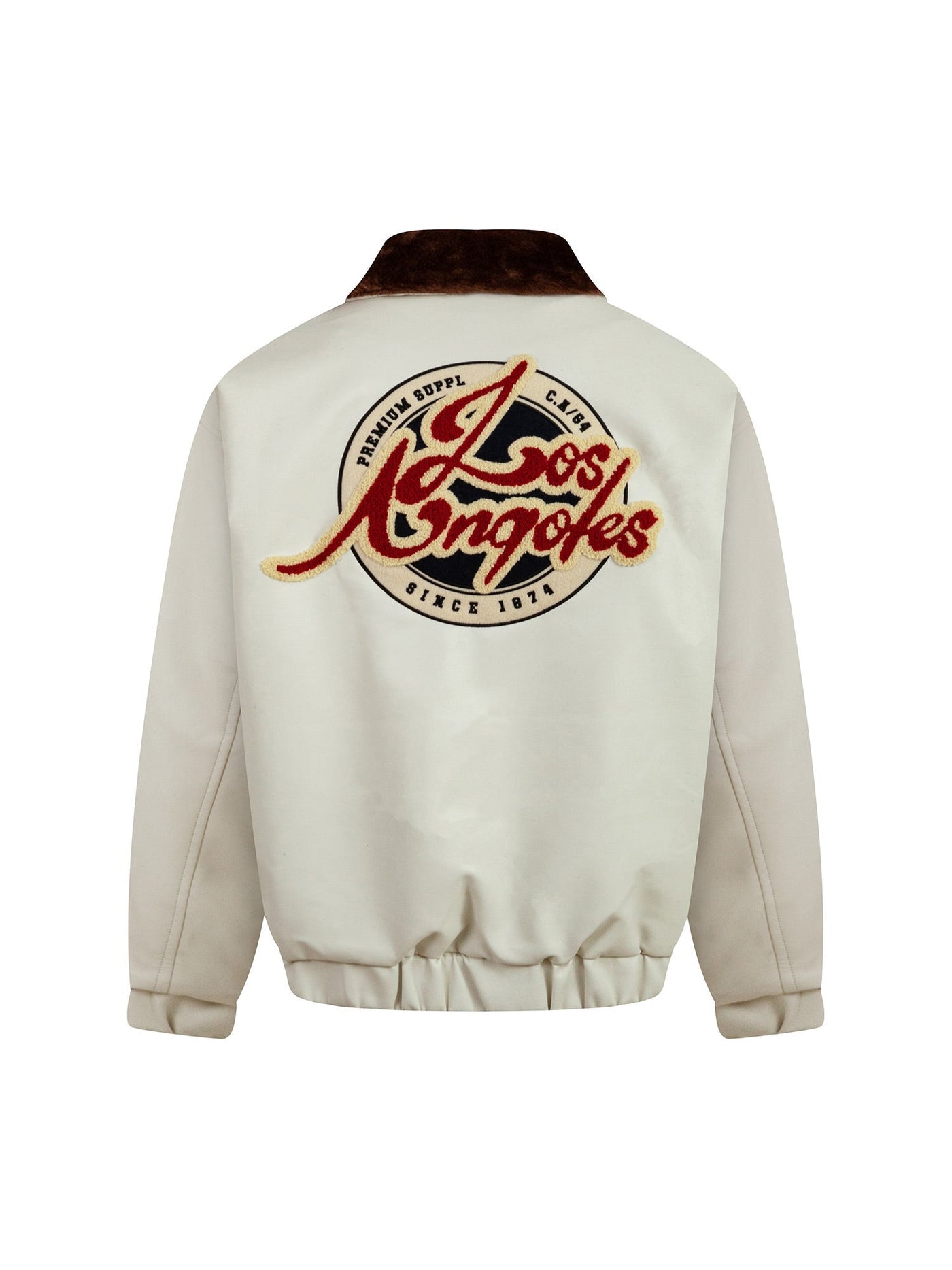 Embroidered Fur Collar PU leather Quilted Jacket - 2272