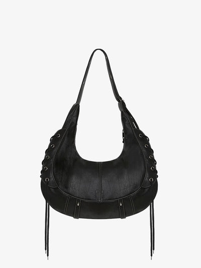 Lace-up Punk Motorcycle Metal Zipper Tote Bag