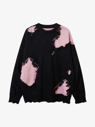 Niche Raw Edge Fringed Knit Sweater