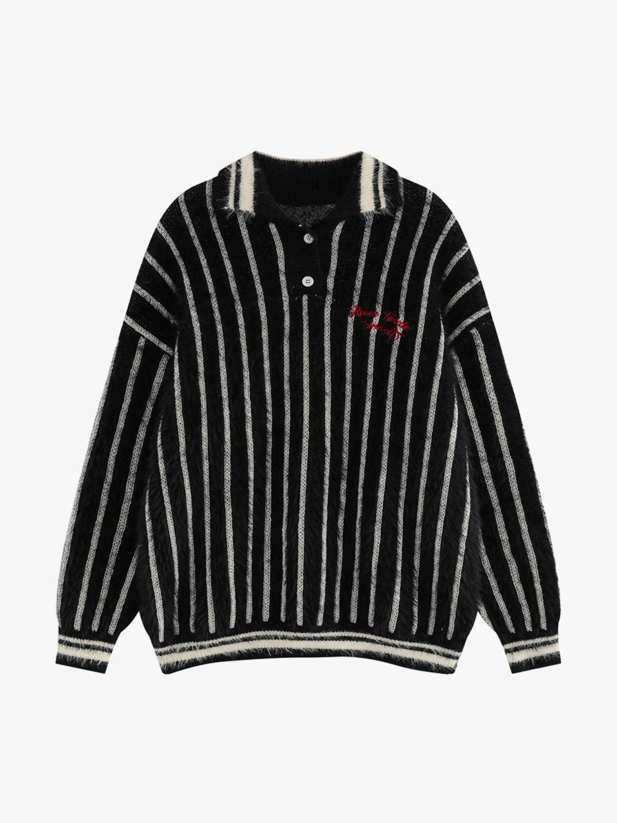 Vertical Striped Lapel Pullover Sweater