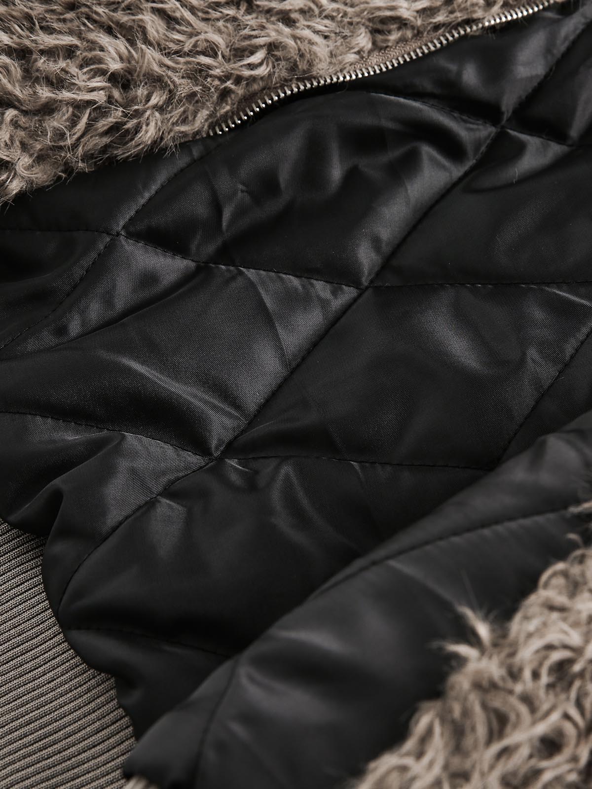 Metal leather button Faux Fur Jacket -2245