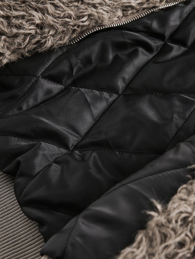 Metal leather button Faux Fur Jacket -2245