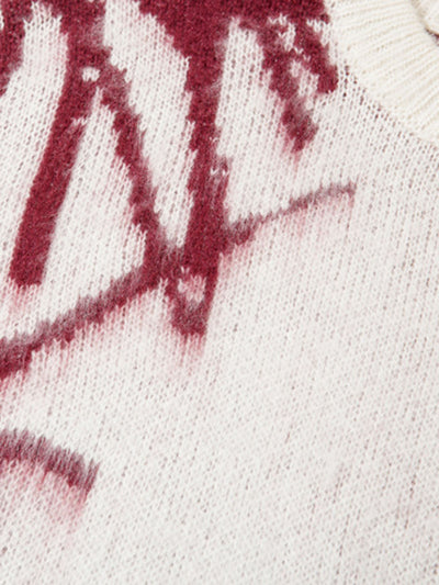 Jacquard Graffiti Round Neck Sweater