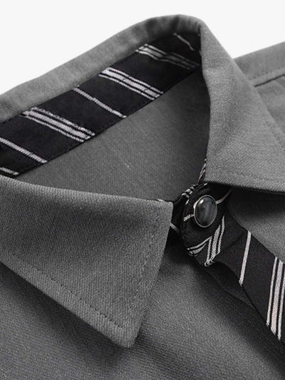 Deconstructed Patchwork Tie Short-sleeved Shirt