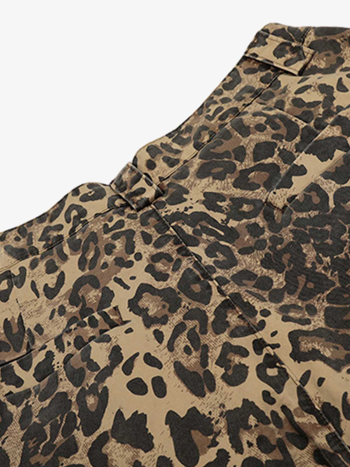 Retro Cheetah Print Pocket Drawstring Cropped Jorts