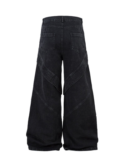 Deconstructed Split Pleated Pocket Cargo Jeans