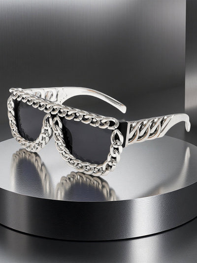 Street Square Frame Chain Sunglasses