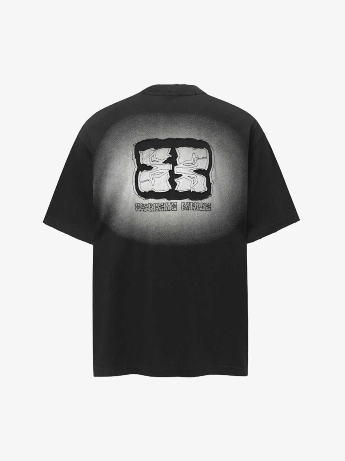 Patch Embroidery Spray Painting Gradient T-shirt