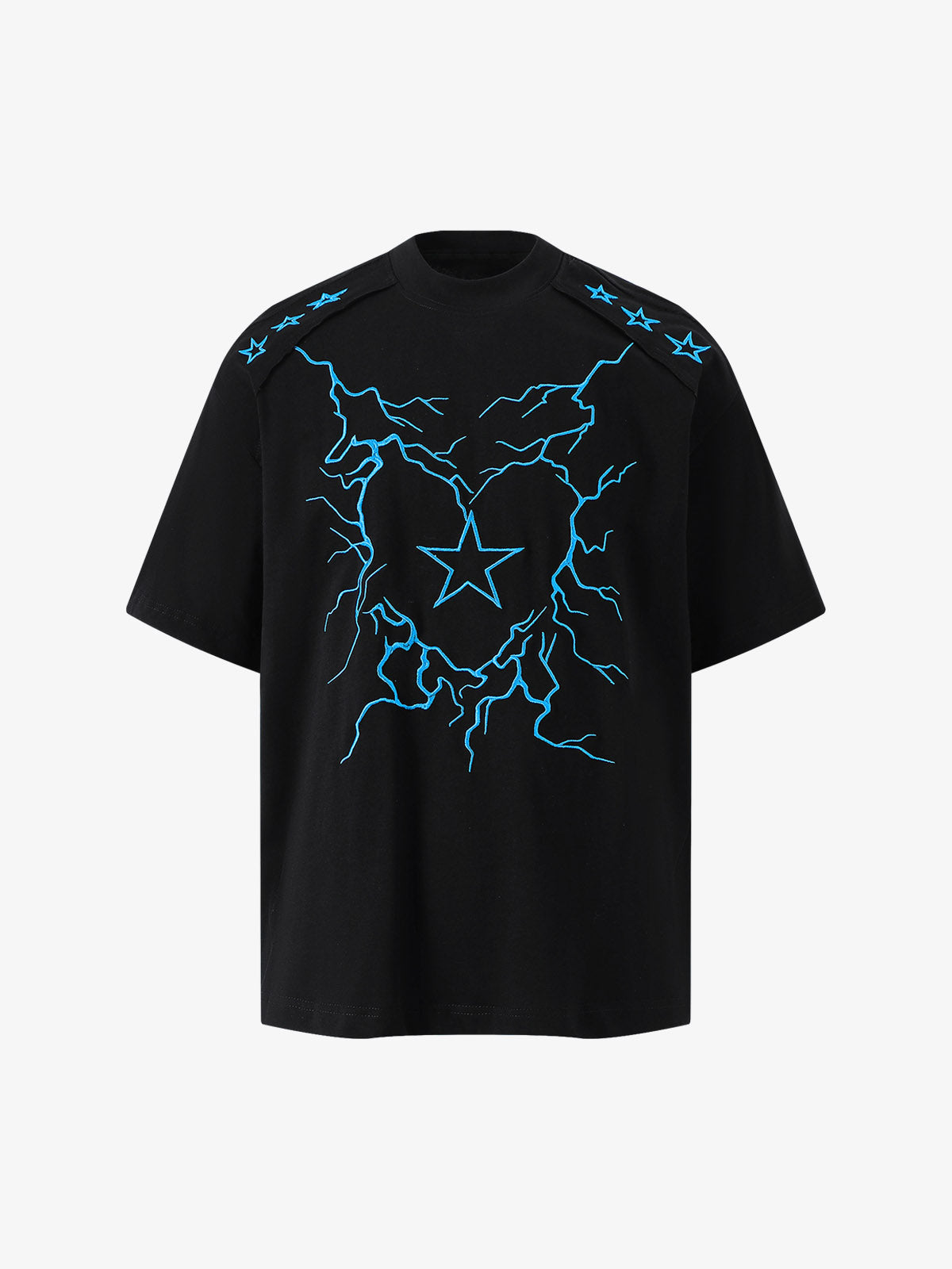 Heavy Embroidery Lightning Heart Print T-shirt