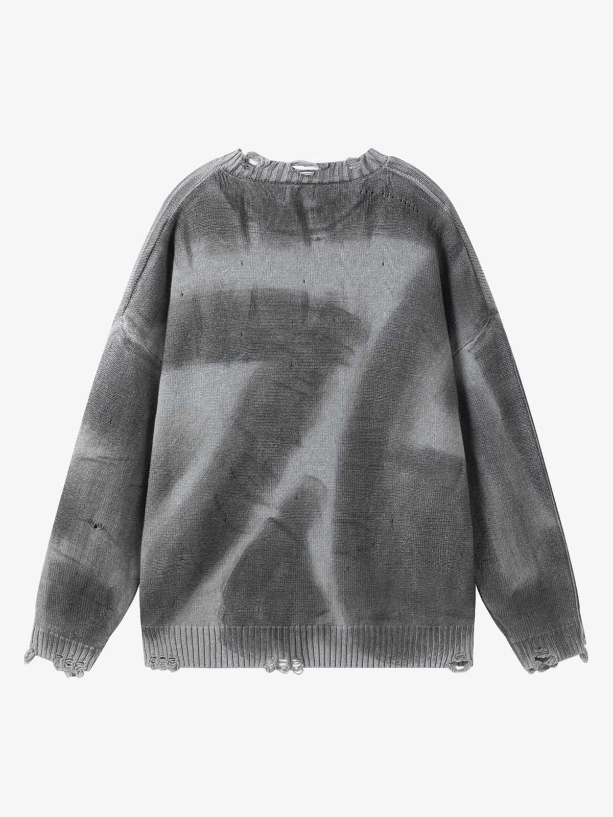 Inkjet Damaged Knitted Sweater