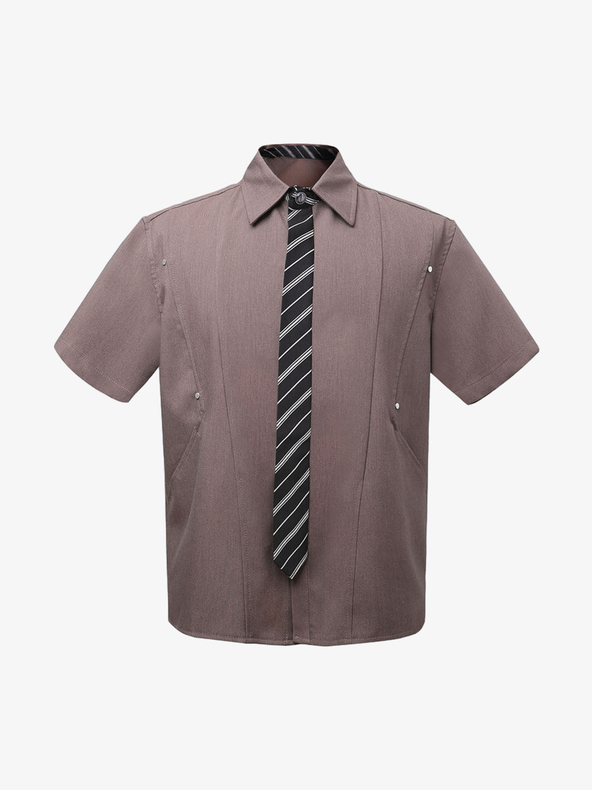 Deconstructed Patchwork Tie Short-sleeved Shirt