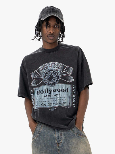 Vintage-Inspired Graphic Washed T-Shirt
