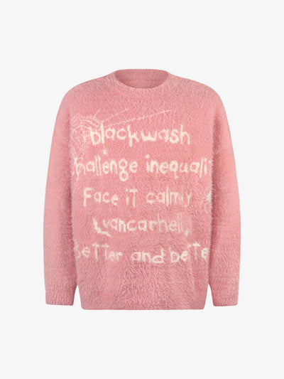 Retro Letter Jacquard Mink Sweater