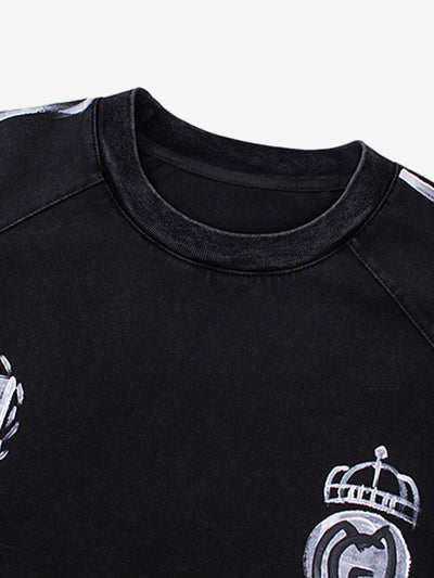 Graffiti Washed Jersey Sports Sweatshirt