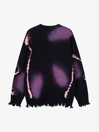 Raw Edge Damaged Dirty Dyed Niche  Sweatshirt