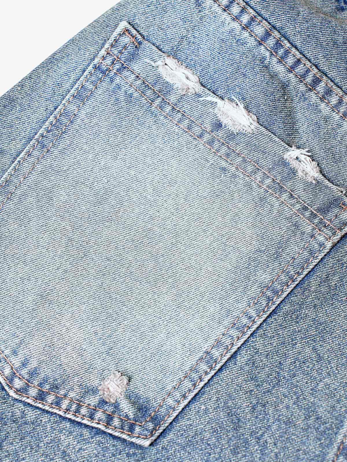 High Street Washed Distressed Denim Shorts - 2100