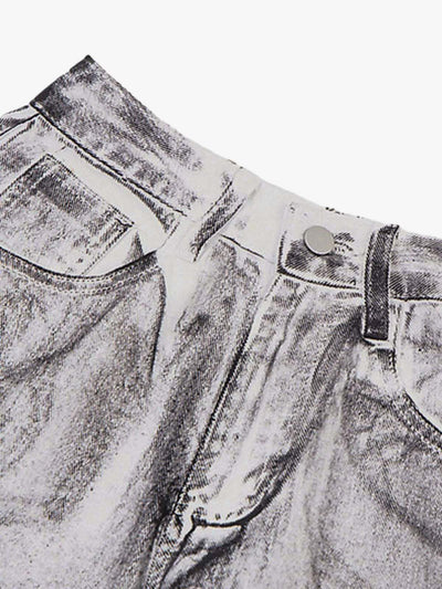 Wasteland Style Niche Design Dirty White Loose Jeans - 2114