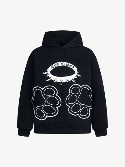 Retro Cat Collar Pocket Hoodie