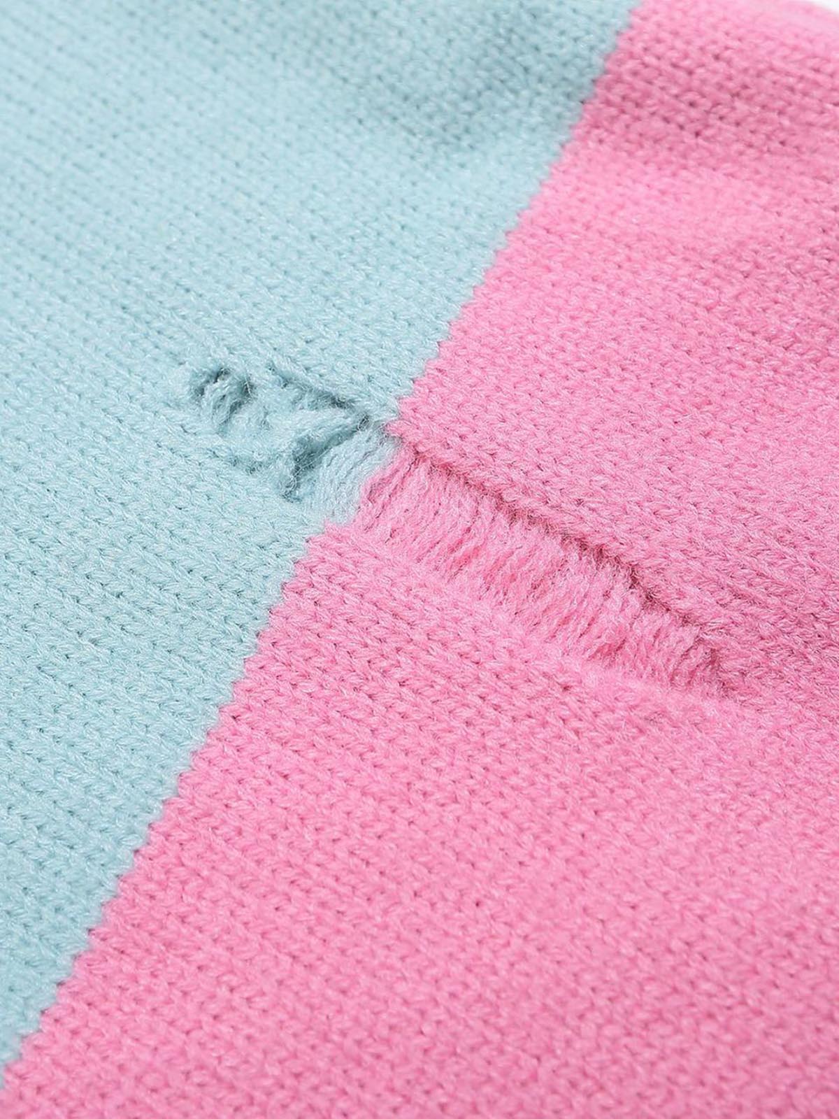 Letter Embroidery College Striped Sweater