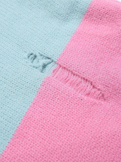 Letter Embroidery College Striped Sweater