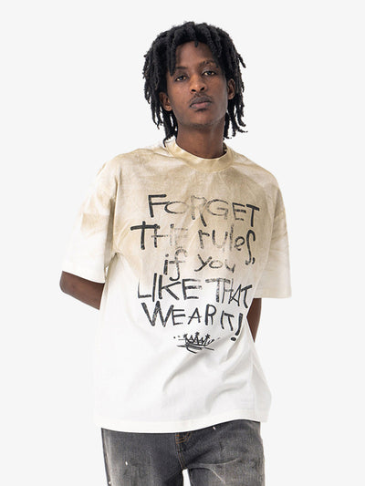 Small Collar Spray Dirty Retro Cleanfit T-shirt
