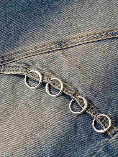 Washed Distressed Baggy Jeans - 2233