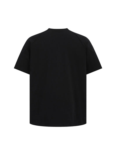 Retro Motorcycle Pleated Patch T-shirt