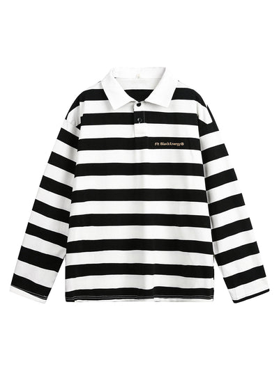 Striped Detachable Fur Collar Long-Sleeve T-shirt - 2397