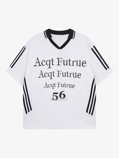 Letter Print Short Sleeve POLO T-Shirt