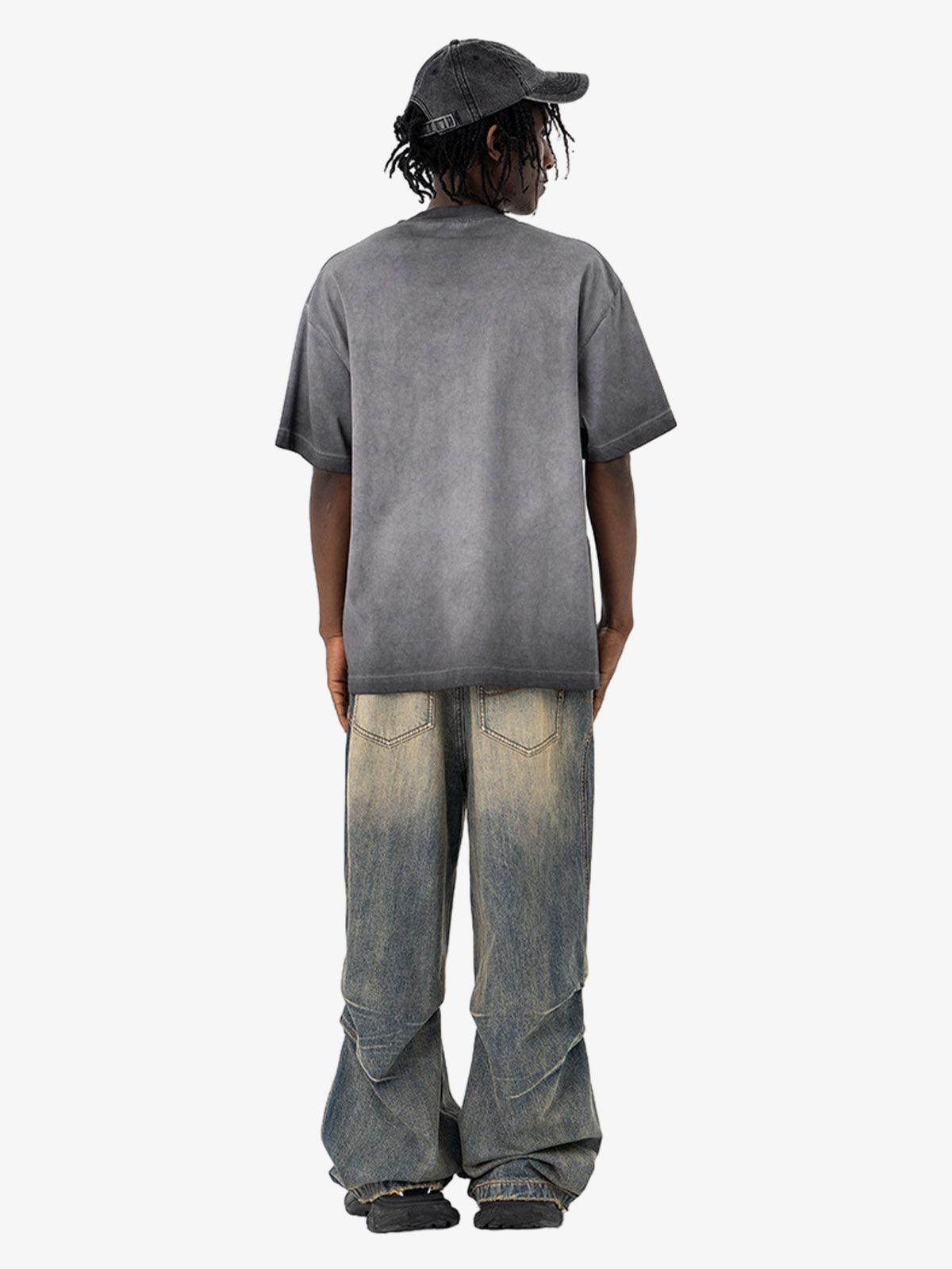 Washed Spray Color Gradient Letter Print T-shirt
