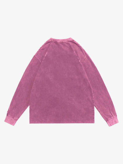 Graphic Creative Lip Print Washed Sweatshirt