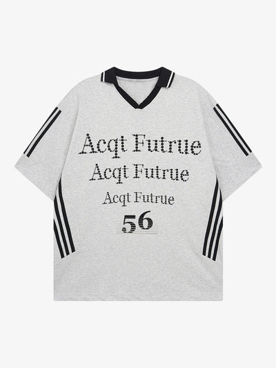 Letter Print Short Sleeve POLO T-Shirt