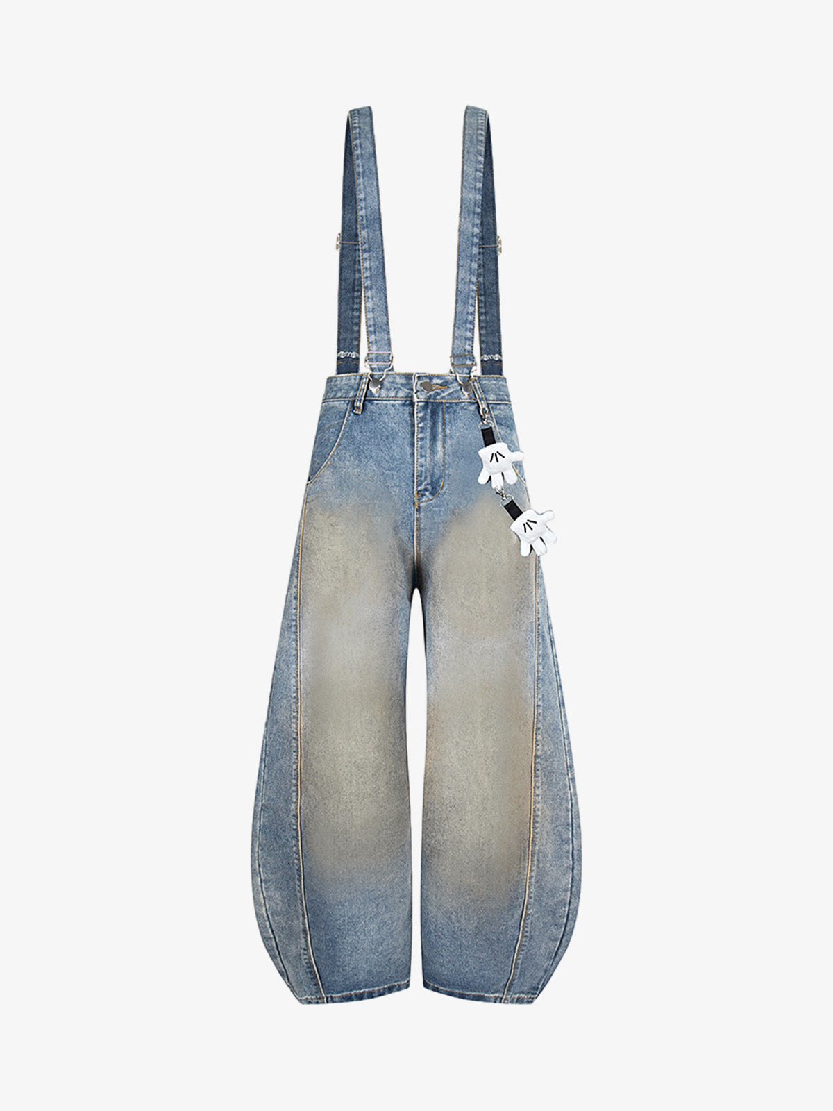 Washed Distressed Detachable Overalls Jeans