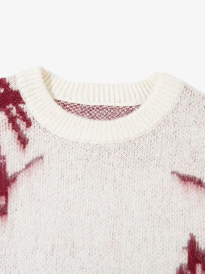 Jacquard Graffiti Round Neck Sweater