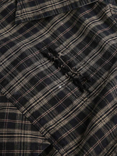 Distressed Plaid Short-Sleeve Shirt